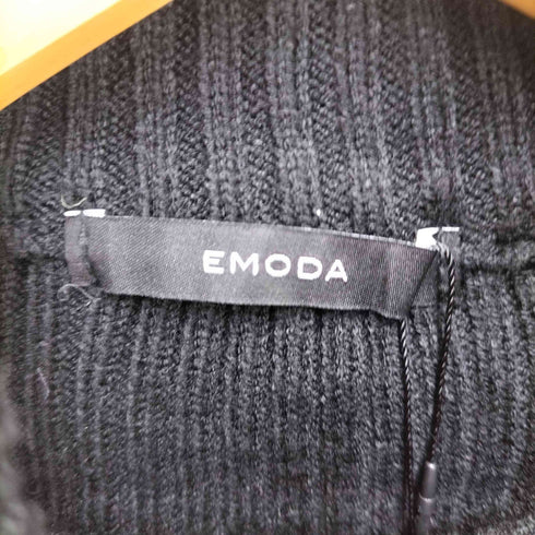 エモダ EMODA HIGH NECK CROP LOGO KNIT ハイネック クロップ ロゴ ニット レディース FREE