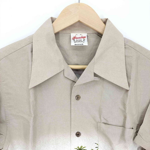 Hawaiian ALOHA TROPICAL ヤシの木 開襟 オープンカラー レーヨン アロハ シャツ メンズ import:M