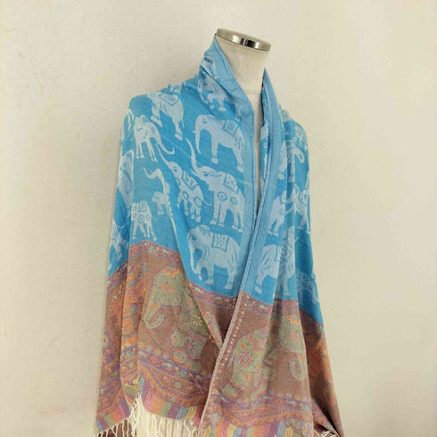 パシュミナ PASHMINA 総柄大判ストール カシミヤ100% レディース
