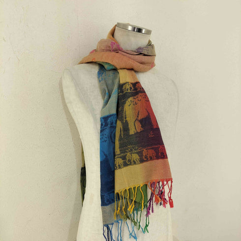 パシュミナ PASHMINA 総柄大判ストール カシミヤ100% レディース