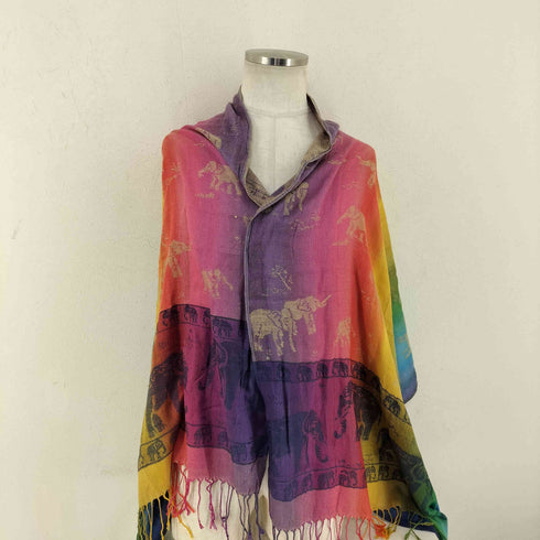 パシュミナ PASHMINA 総柄大判ストール カシミヤ100% レディース