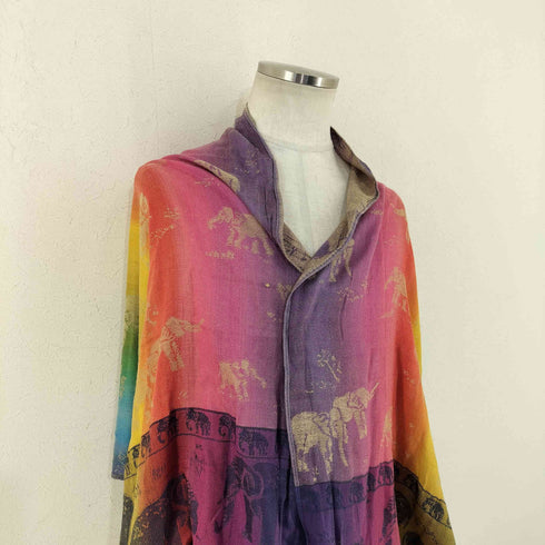 パシュミナ PASHMINA 総柄大判ストール カシミヤ100% レディース