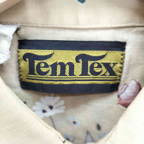 70s USA製 Tem Tex 花柄 総柄 フラップ ポケット スナップボタン ウエスタンシャツ メンズ 151 34