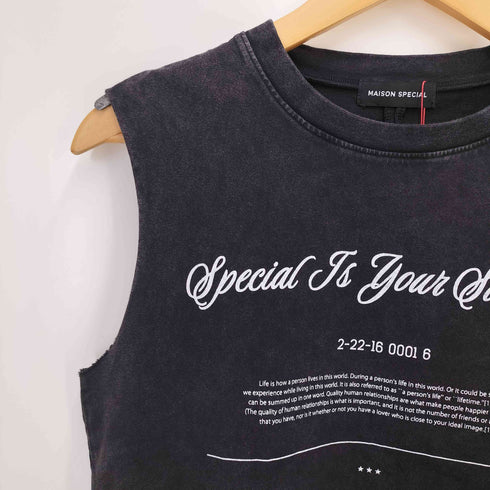 メゾンスペシャル MAISON SPECIAL 24SS Slogan Tank Top スローガン タンクトップ レディース FREE