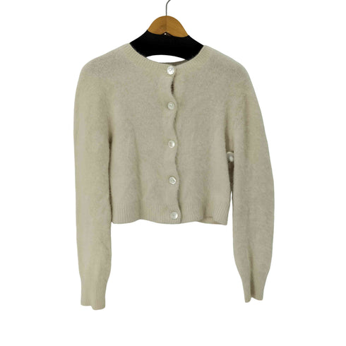 ランバンオンブルー LANVIN en Bleu カシミヤ混 ウールクルーネックショートカーディガン レディース JPN:38