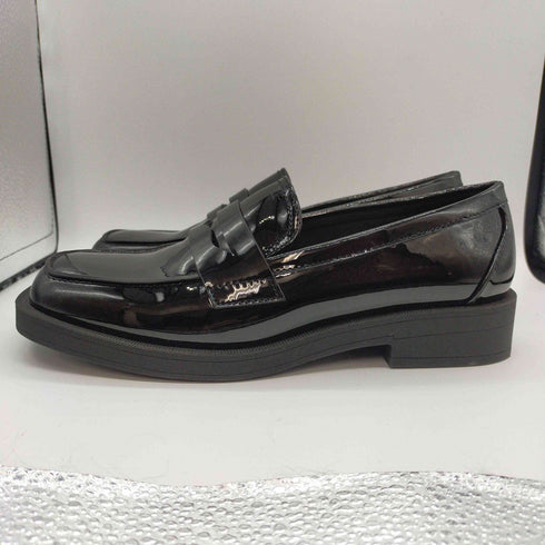 ザラ ZARA FAUX PATENT LEATHER PENNY LOAFERS スクエアトゥ エナメル ローファー レディース EUR:36