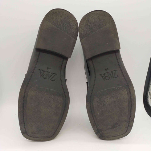 ザラ ZARA FAUX PATENT LEATHER PENNY LOAFERS スクエアトゥ エナメル ローファー レディース EUR:36