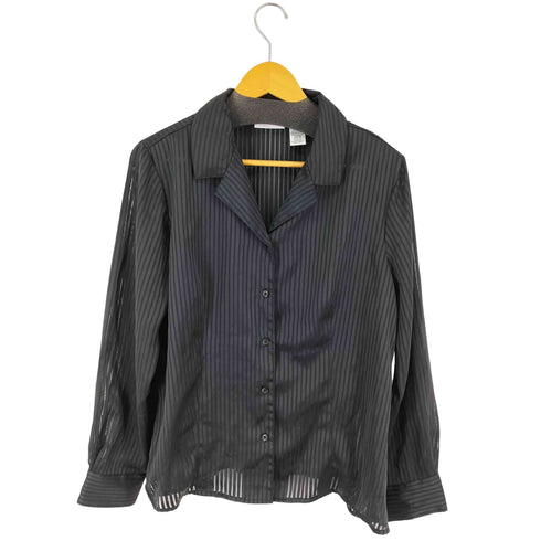 ジャクリーンスミス JACLYN SMITH 開襟 シアーシャツ ストライプ レディース import:XL