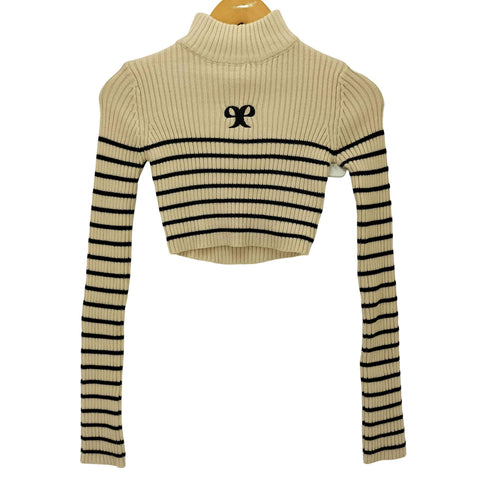 エモダ EMODA HIGH NECK CROP LOGO KNIT ハイネック クロップ ロゴ ニット レディース FREE