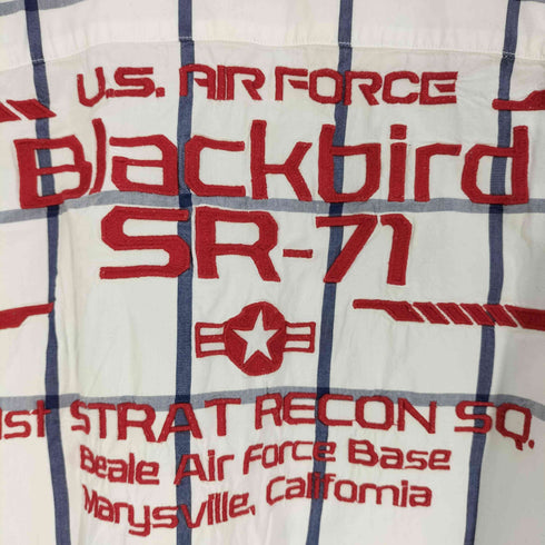 アヴィレックス AVIREX EMBROIDERY SHIRT BLACK BIRD チェック 刺繍シャツ ブラックバード メンズ import:M