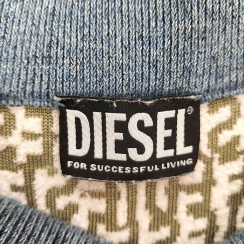 ディーゼル DIESEL M-ATHILDETTE-LONG フロント ジップ ロゴ 総柄 ニット タイト スカート レディース M