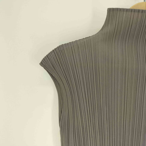 プリーツプリーズイッセイミヤケ PLEATS PLEASE ISSEY MIYAKE 90S 90AW サイドスリット ハイネック プリーツ ノースリーブ カットソー トップス レディース JPN:3