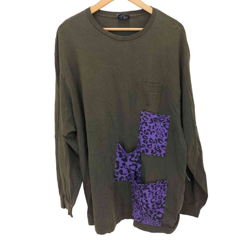 ポロバイラルフローレン Polo by RALPH LAUREN 90S USA製 ポニー 刺繍 リメイク ポケット L/S Tシャツ メンズ import:XL
