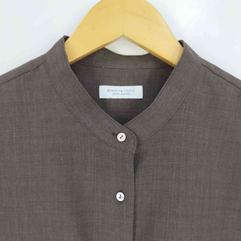 ビューティーアンドユースユナイテッドアローズ BEAUTY & YOUTH UNITED ARROWS リネンライクバンドカラー5分袖シャツ レディース