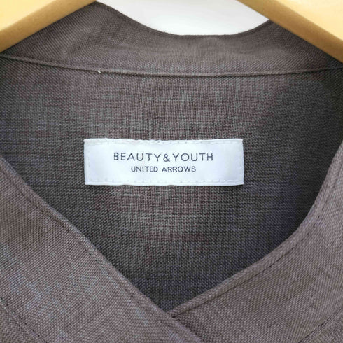 ビューティーアンドユースユナイテッドアローズ BEAUTY & YOUTH UNITED ARROWS リネンライクバンドカラー5分袖シャツ レディース