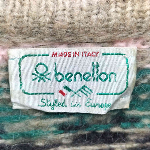 benellon 90S ヘンリーネック 総柄 ニット セーター メンズ