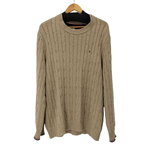 トミーヒルフィガー TOMMY HILFIGER ロゴ刺繍 コットンクルーネックニット メンズ import:XL