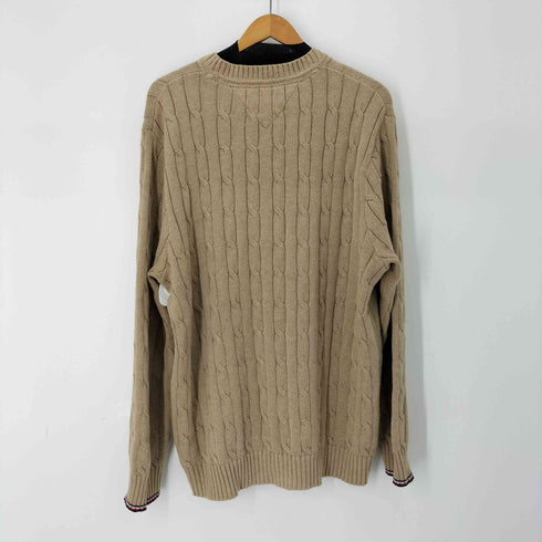 トミーヒルフィガー TOMMY HILFIGER ロゴ刺繍 コットンクルーネックニット メンズ import:XL