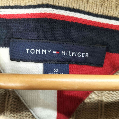トミーヒルフィガー TOMMY HILFIGER ロゴ刺繍 コットンクルーネックニット メンズ import:XL
