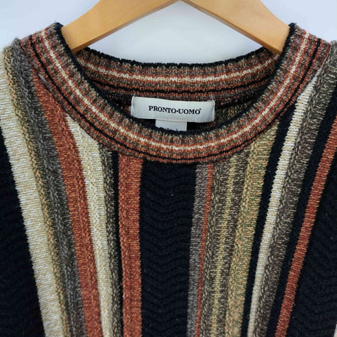 PRONTO-UOMO 90-00s マルチストライプ アクリル 3Dニット メンズ import:L