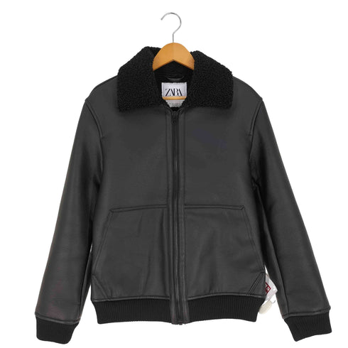 ザラ ZARA 襟ボア フェイクレザー ボンバージャケット メンズ import:S