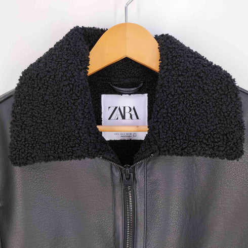 ザラ ZARA 襟ボア フェイクレザー ボンバージャケット メンズ import:S