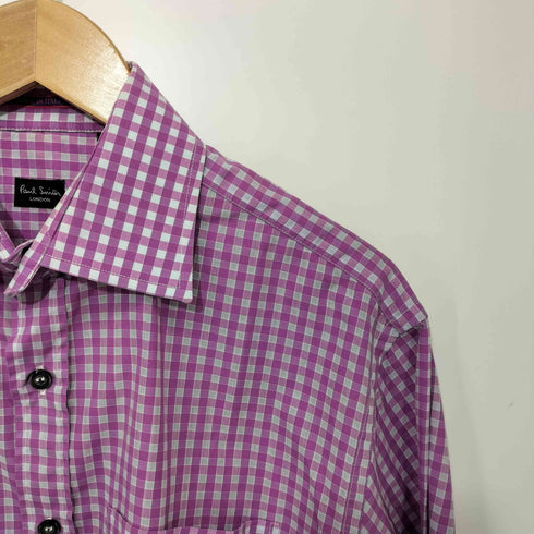 ポールスミスロンドン Paul Smith LONDON MADE IN ITALY チェック ダブルカフス ワイドカラーシャツ メンズ 16/38
