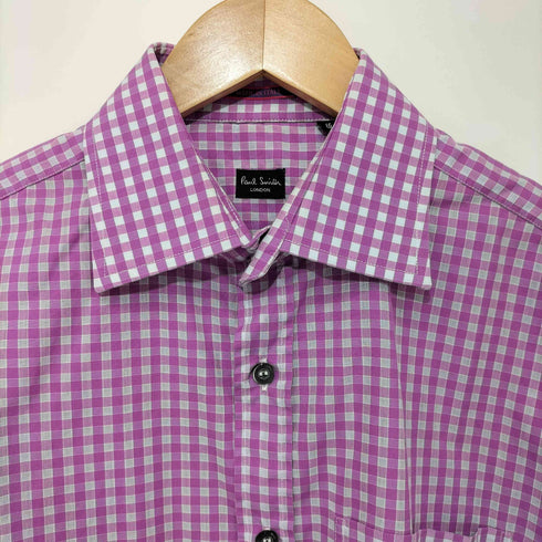 ポールスミスロンドン Paul Smith LONDON MADE IN ITALY チェック ダブルカフス ワイドカラーシャツ メンズ 16/38
