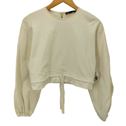 ザラ ZARA Cropped Crew Neck Sweat Shirtクロップド クルーネック スウェット シャツ レディース import:M
