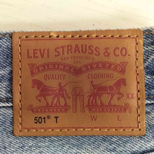 リーバイス Levis 501T バラ刺繍 ダメージ加工 テーパード デニムパンツ レディース W25 L26