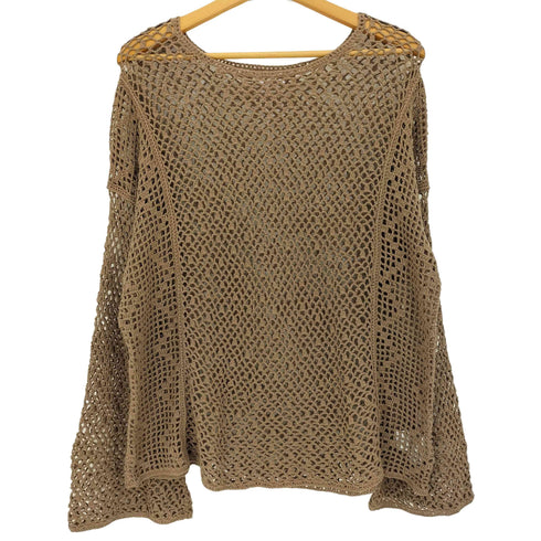 レイビームス Ray BEAMS メッシュ編みフレアスリーブ ニットカットソー リネン混 レディース