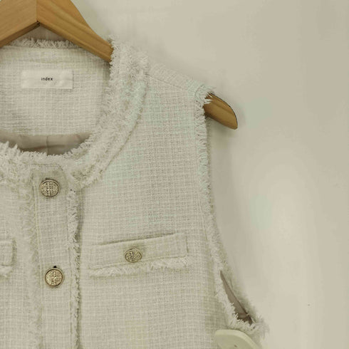 インデックス INDEX 24AW ポケット付き ツイード ジレ ベスト レディース JPN:M