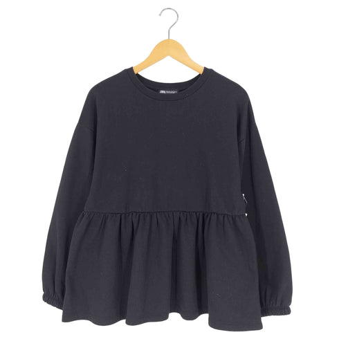ザラ ZARA フリルドッキング ペプラム プルオーバースウェット レディース import:M