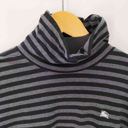 バーバリーブラックレーベル BURBERRY BLACK LABEL L/S スモールポニー ボーダー柄タートルネック メンズ JPN:2