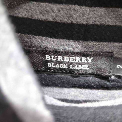 バーバリーブラックレーベル BURBERRY BLACK LABEL L/S スモールポニー ボーダー柄タートルネック メンズ JPN:2