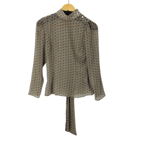 ザラ ZARA L/S 花柄 ネックデザインシアーブラウス レディース import:S