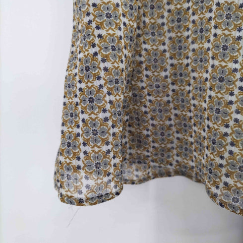 ザラ ZARA L/S 花柄 ネックデザインシアーブラウス レディース import:S