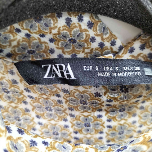 ザラ ZARA L/S 花柄 ネックデザインシアーブラウス レディース import:S