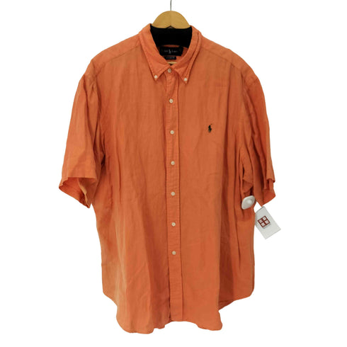 ラルフローレン RALPH LAUREN CLASSIC FIT スモールポ二ー刺繍 シルク リネン S/Sボタンダウンシャツ メンズ import:XXL