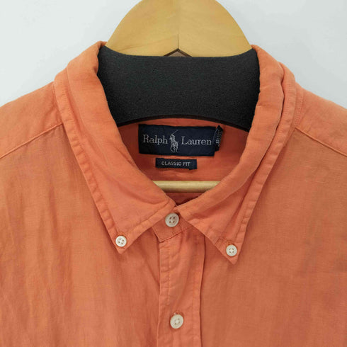 ラルフローレン RALPH LAUREN CLASSIC FIT スモールポ二ー刺繍 シルク リネン S/Sボタンダウンシャツ メンズ import:XXL