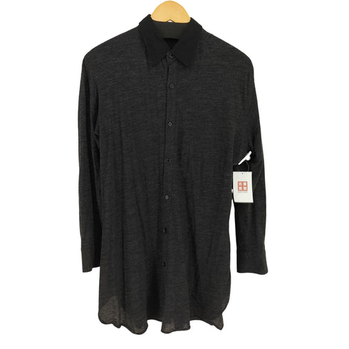 ヨウジヤマモトプリュスノアール YOHJI YAMAMOTO+NOIR リネンウール カラー切替 ロングシャツ メンズ JPN:1