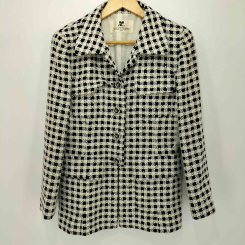 クレージュ courreges チェック ツイード ジャケット スカート セットアップ レディース 9AR