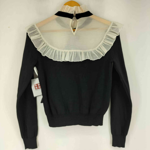 ザラ ZARA パターン切替 リボン ニット ブラウス レディース import:M