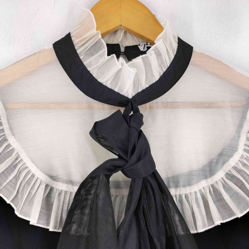 ザラ ZARA パターン切替 リボン ニット ブラウス レディース import:M