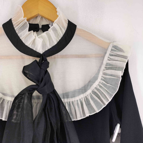 ザラ ZARA パターン切替 リボン ニット ブラウス レディース import:M