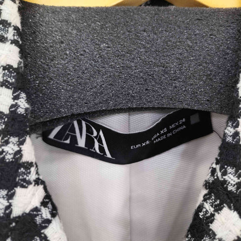 ザラ ZARA チェック ツイードショートジャケット レディース import:XS
