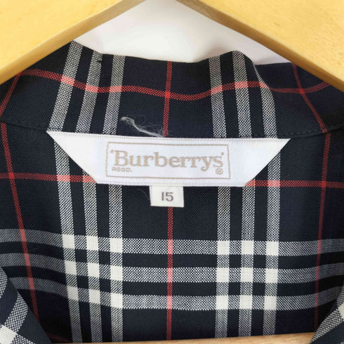 バーバリーズ BURBERRYS ノバチェック柄 ロゴ刻印金ボタン オープンカラーシャツ メンズ 15