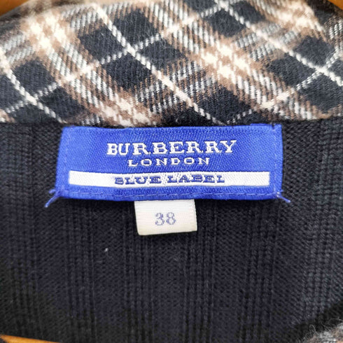 バーバリーロンドン BURBERRY LONDON フード裏ノバチェック柄 ロゴ刺繍 ダブルジップ ウールニットパーカー レディース EUR:38