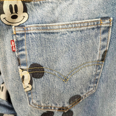 リーバイス Levis 90周年記念 キャラクタープリント 501 ボタンフライ デニム パンツ メンズ W32L30