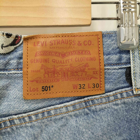 リーバイス Levis 90周年記念 キャラクタープリント 501 ボタンフライ デニム パンツ メンズ W32L30
